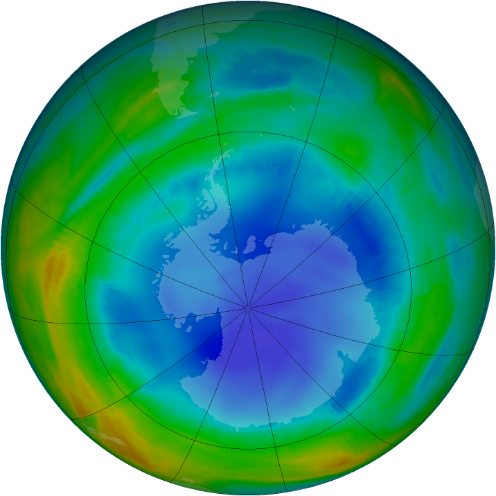Antarctic ozone map for 05 August 1999